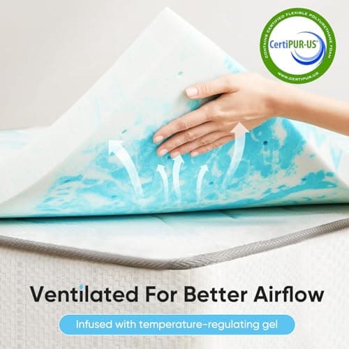 OLIXIS Gel Memory Foam Mattress Topper, Twin 2 Inch, Cooling Gel Infused Soft Comfy Breathable, Pressure-Relieving, CertiPUR-US Certified view 3