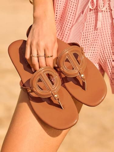 Coutgo Womens Flat Thong Sandals Square Open Toe Flip Flops Slip On Slides Dressy Summer Beach Shoes view 4