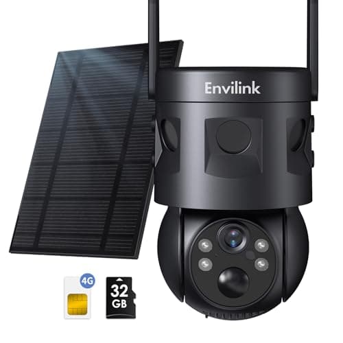 Envilink Solar Security Cameras Wireless Outdoor, 4G LTE Cellular, 2K Color Night Vision, 360°View with 3 PIR Sensors,3X Wider Motion Detection Range, 10000mah Battery, 2-Way Audio, No WiFi Needed