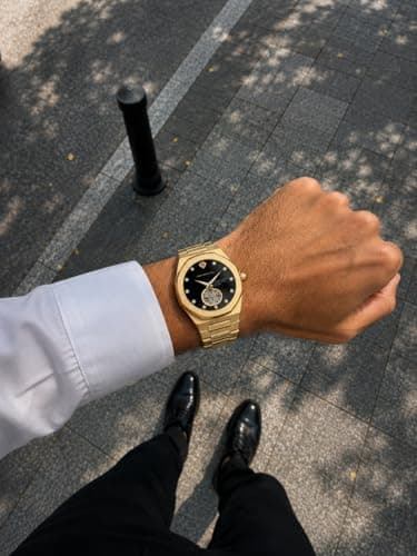 PIERRE RICHARDSON PR5922 Men’s Watch, Black Dial, 24K Pure Gold Plated, Automatic, Sapphire Glass, 41mm, 10ATM view 4