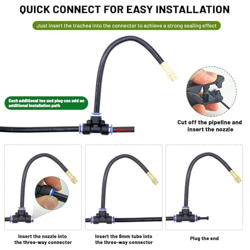 Thiswing 360° Adjustable Drip Irrigation System - 50 FT Garden Watering System with 16 Nozzles, Raised Bed Sprinkler Irrigation System, Garden Mister for Yard, Lawn, Plants, 5/16" Tubing view 6