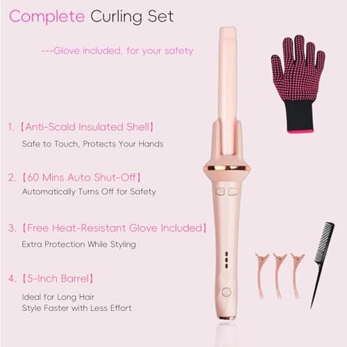 Automatic Curling Iron, 1 Inch 2-Way Auto Rotating Hair Curler for Long Thick Hair, Fast Heating Ceramic Curling Wand with 3 Heat Settings, Anti-Scald, Beginner Friendly, 60 Mins Auto Shut-Off view 4