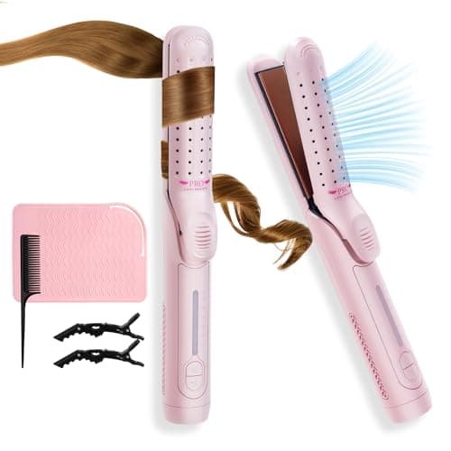 Airflow Styler Curling Iron,360° Cool Air Lock in Style for Lasting Curls, 2 in 1 Hair Straightener and Curler, Anti-Scald for Short Long Hair（Pink） — image 1