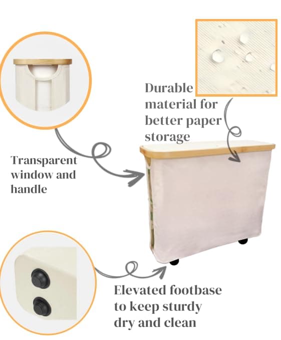 Toilet Paper Storage Basket with Lid, Large Capacity for 12 Rolls, Stackable and Foldable Freestanding Paper Towel Holder - Space Saving Modern Beige Design view 4