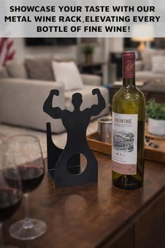 Vyrecronix Handsome Men's Wine Bottle Holder, Single Bottle Tabletop Display Rack, Stylish Black Metal Wine Bottle Storage Rack, Suitable for Home Bars and Kitchens, and Also Makes a Great Gift. view 4
