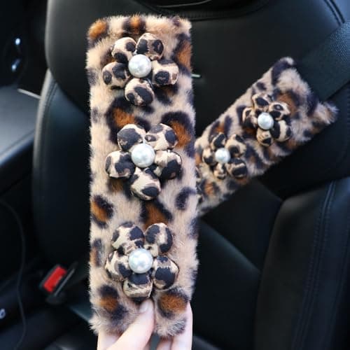 Leopard Seat Belt Shoulder Pads, 2-Pack, Soft Comfortable Shoulder Protectors for Women and Girls, Car Interior Accessories view 3