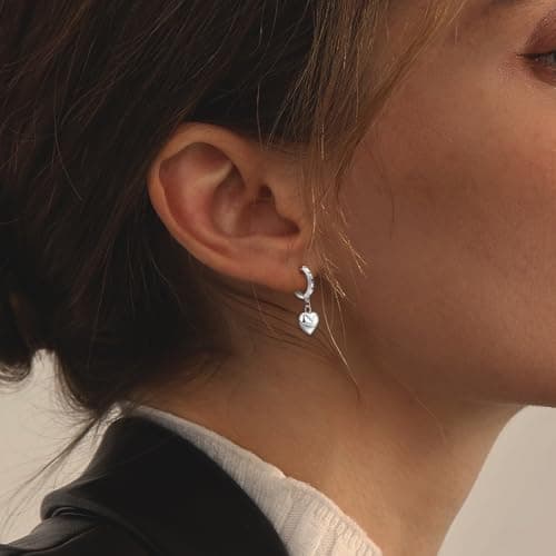 Sterling Silver Heart Hoop Earrings for Women - Colorful Cubic Zirconia Love Heart Shaped Earrings for Teen Girls Hypoallergenic Lightweight Loop Earring Gifts for Granddaughter Niece Wife Mom view 3