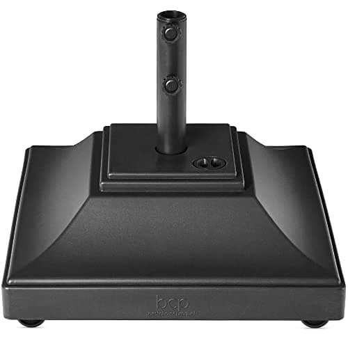 Best Choice Products Fillable Mobile Umbrella Base, Heavy Duty Base, Square Tiered Market Stand for Patio, Deck, Outdoor w/ 4 Wheels, 2 Locks, 2 Knobs, 120lb Capacity - Black view 1