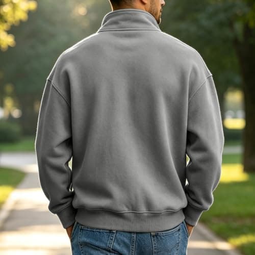 Mens Zip Up Sweatshirt Mock Neck Fall Winter view 4