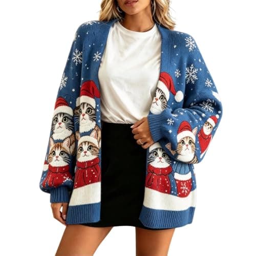 Christmas Sweaters for Women Thermal Santa Pattern Fleece view 6