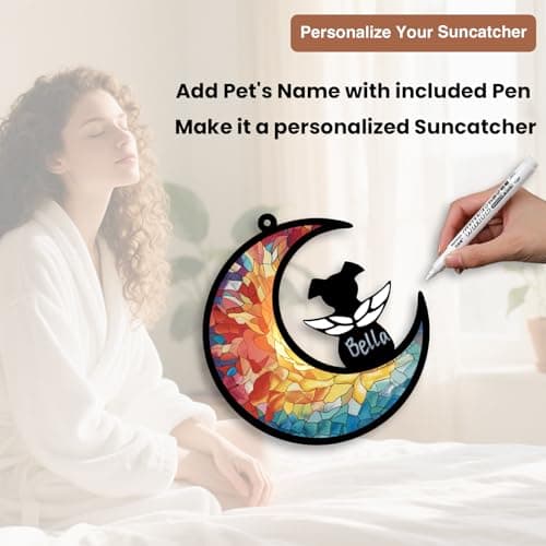 GDuolaPaws Personalized Dog Memorial Suncatcher, Pet Remembrance Gift for Loss of Dog, Dog Bereavement Gift, Rainbow Bridge Sympathy Gift with Name Date for Pet Lovers (Rainbow Glow) view 3