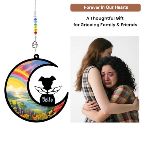 GDuolaPaws Personalized Dog Memorial Gifts for Loss of Dog, Pet Sympathy Suncatcher, Rainbow Bridge Dog Remembrance Gift, Dog Passing Away Ornament for Window Hanging (Rainbow River) view 6