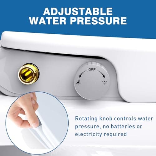 DCET Bidet Toilet Seat Elongated – Non-Electric with Soft Close Toilet Seat, Dual Nozzles for Front & Rear Wash, Adjustable Water Pressure, Brass Inlet, No-Tool Installation – Elongated Bidet Seat view 5