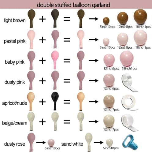 Pink Brown Balloon Arch Kit Double Stuffed Dusty Rose Pink Tan Sand White Mauve Balloon Garland for Birthday Cowgirl Baby Shower Bridal Wedding Western Boho Neutral Bear Party Decoration view 4