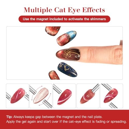 SAGEBIO Cat Eye Gel Nail Polish with Magnet Stick, 15ml Holographic Magnetic Effect Gel, Long-Lasting & Non-Toxic, Ideal for DIY Nail Art 02 view 6