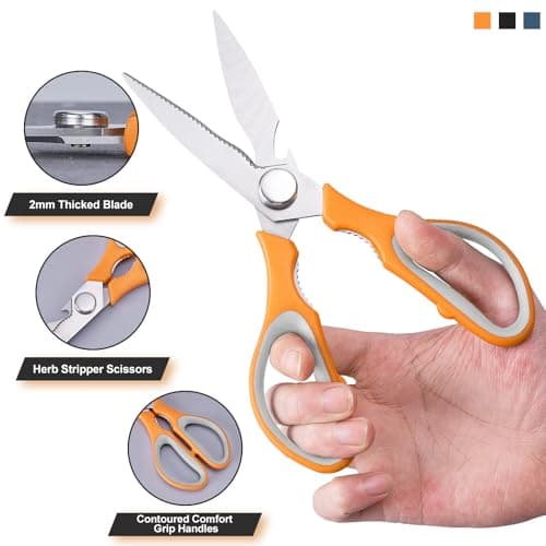 3-Pack Kitchen Shears Heavy Duty All Purpose Stainless Steel Scissors Dishwasher Safe Cooking for Meat, Chicken, Fish, Vegetable view 5