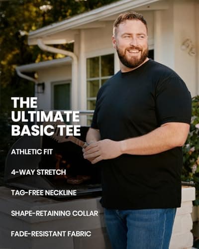 INTO THE AM Mens T Shirts Soft Cotton Blend Crew Neck Tee S - 4XL Athletic Fit Plain Casual T-Shirt for Men view 5