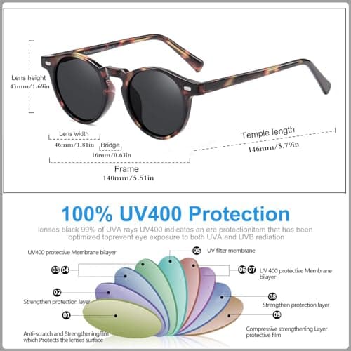 Perfectmiaoxuan Polarized Sunglasses Womens Mens Round Classic Vintage Style Summer Travel For Driving Fishing Sun Glasses view 4