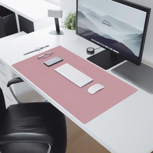 Meetcolor Non-Slip Desk Pad Mat, Leather Desk Mat for Desktop, Large Mouse Pad, Waterproof Computer Mouse Mat Desktop Protector for Office/Home (Purple Pink, 35.4" x 17") view 5