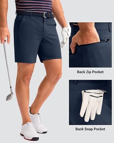 Men's Golf Shorts 7"/ 9"/ 11" Inseam with 5 Pockets Lightweight Stretch Quick Dry Casual Dress Hybrid Short for Men view 3