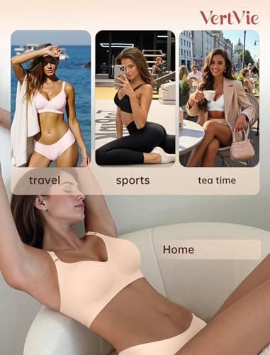 Vertvie Womens Wireless Jelly Bras No Underwire Push Up Seamless Bra Supportive Full Coverage Bralette Regular and Plus Size view 6