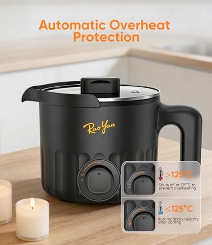 RAOYAN 1.5L Candle Wax Melter with Pour Spout, Wax Melting Pot for Candle Making, Complete Kit for Beginners and Adults with Thermometer, Wicks, Stickers, Centering Device and Stirring Spoon - Black view 2