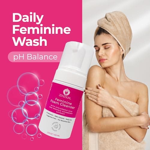 ZENZSUAL Feminine Foam Cleanser with Hyaluronic Acid & Organic Cranberry Extract – pH Balanced Feminine Wash for Sensitive Skin, Fragrance-Free Vaginal Cleanser, Hypoallergenic Intimate Care, 3.4 oz view 4