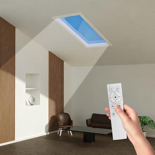 Aulaidik 1x2FT LED Blue Sky Light Panel with Remote Control, Artificial Skylight for Windowless Rooms, Dimmable Ceiling Decorative Light Fixtures, Feel-Like-Sunlight Panel for Office, Basement, Gym view 1