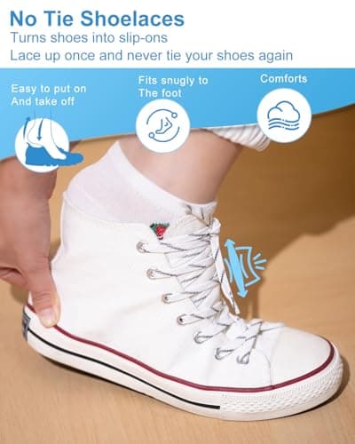 Neo-wows Elastic Shoe Laces, 2 Pairs No Tie Stretch Shoelaces for Sneakers, Slip On Laces for Kids & Adults view 2