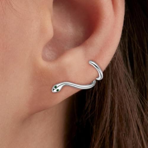 XIUQILAI 14K Gold Plated Stud Earrings for Women, with 925 Sterling Silver Posts, Heart/Butterfly/Snake Small Earring Lightweight Clip On Stud, Cartilage Helix Piercing view 4