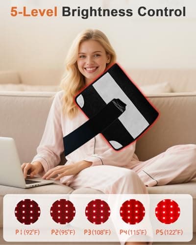 Ziptly Red Light Therapy for Body, Large 24" x 12" Infrared Light Therapy Mat with Timer, 660nm 850nm Red Light Pad with 3 Modes & 5 Brightness Levels, Wearable, Ideal Gift for Women&Men(24"x12") view 5