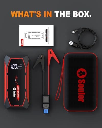 Jump Starter for Car Battery Jump Starter Battery Jumper Starter Portable | 5000A 12V Lithium Jump Box with Jumper Cable and Led Lights (All Gas / 12L Diesel Engines) view 5