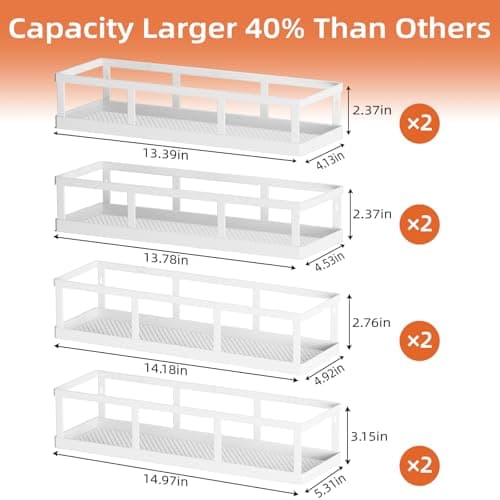 Umomi Over The Door Pantry Organizer, 8 Pack Spice Rack Wall Mounted & Hanging Storage Baskets Organizer Wall Mount, Large Capacity Metal Spice Shelf for Kitchen Cabinet, Bathroom, Shower, Home Decor view 2