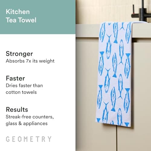 GEOMETRY Tea Towels – Spring & Summer Collection – Quick-Dry, Ultra-Absorbent, Reusable Microfiber Kitchen Towels for Drying & Cleaning - Coastal Catch - 1 Pack view 3