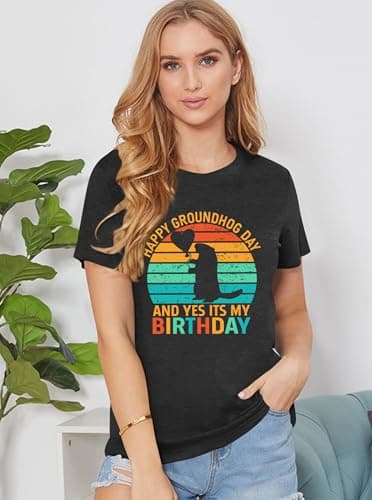 Ithalt Groundhog Shirt for Women: Groundhog Day T Shirt Groundhog Day Gifts Tops Woodchuck Shirts view 4