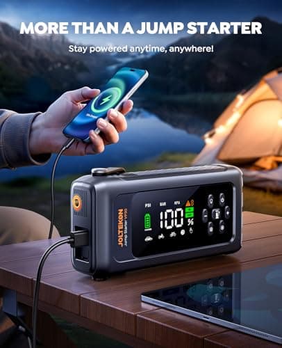 JOLTEKON Car Battery Jump Starter with Air Compressor 4500A 150PSI, Car Jumper Starter Portable (9L Gas/8L Diesel), Jump Box Car Battery with Auto-Shutoff Tire Inflator, Jumper Cables and Light view 4