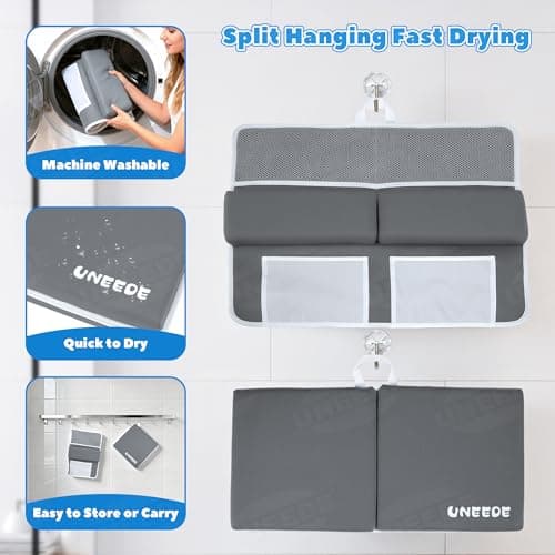 UNEEDE Baby Bath Kneeler and Elbow Rest Pad Set, 1.5” Thick Memory Foam Bath Kneeling Pad with Elbow Support, Bathtub Mat with Toy Organizer for Bathing Infant or Toddler, Grey view 6