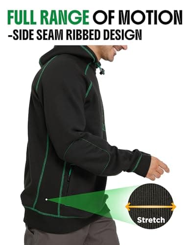 SKPRO Men's Hoodie Black Oversized Sweatshirts, Fleece Lined Hoodies Pullover, Loose Fit Work Hooded with Zip Pockets view 4