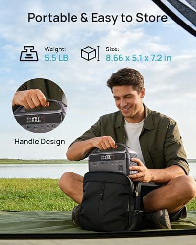 Portable Power Station 300W (600W Surge), 192Wh LiFePO4 Battery Solar Generator with Carry Bag & 2 AC Outlets, Power Bank Fast Charging AC DC USB Ports for Laptop, Camping, Home Ues, Emergency view 6