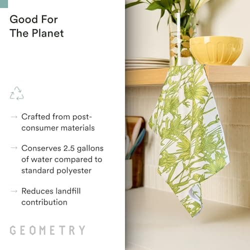 GEOMETRY Tea Towels – Spring & Summer Collection – Quick-Dry, Ultra-Absorbent, Reusable Microfiber Kitchen Towels for Drying & Cleaning - Golden Botanica - 1 Pack view 4