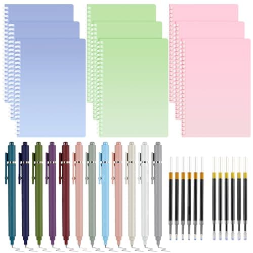 Niodel Spiral Notebooks Set, 9 Pcs A5 College Ruled Journals with 6 Black Ink Gel Pens, 6 Colored Ink Gel Pens, 6×0.5mm & 6×0.7mm Refills, Perfect for School Work Journaling — image 1