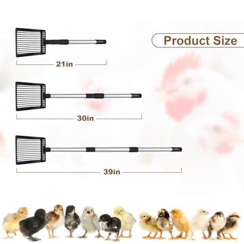 Mity rain Chicken Coop Accessories, 3 IN 1 Adjustable Chicken Scooper for Cleaning, Sifting Shovel for Chicken Coop Separating Poo and Debris from Sand, Chicken Litter Scoop Supplies view 6