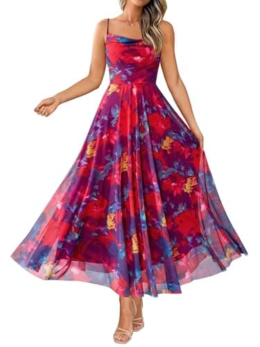 BTFBM Women Summer Floral Maxi Dresses Elegant Spaghetti Strap Dress Printed Party Dress Beach Long Dresses — image 1