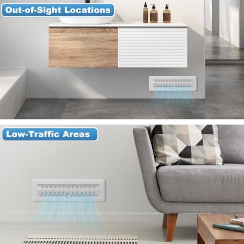 White Floor Register 2x10 with Vent Deflector, 2 in 1 Adjustable Floor Vent Covers, Floor Vent Deflectors Include Mounting Screws for Floor & Wall for Easy Install, Toe Kick Register Grille, 2 Pack view 3