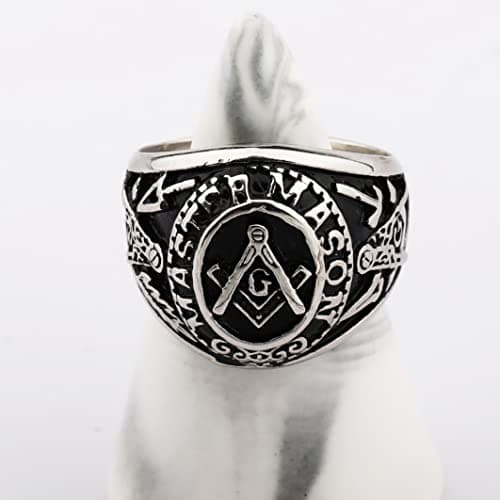 YLWJSP Freemason Gifts Masonic Biker Rings Masonic Master Mason Ring Freemason Signet Style Jewelry Mason Signet Band Jewelry view 3