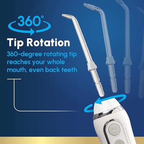 Waterpik Cordless Advanced 2.0 Water Flosser For Teeth, Gums, Braces, Dental Care With Travel Bag and 4 Tips, ADA Accepted, Rechargeable, Portable, and Waterproof, White WP-580, Packaging May Vary view 6