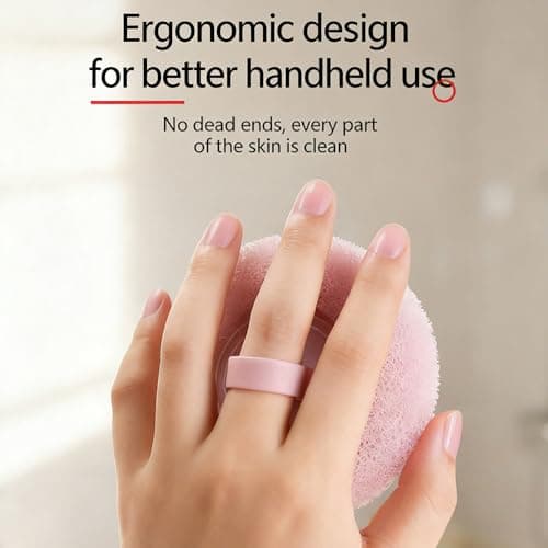 2-in-1 Sunflower Suction Cup Bath Ball, Exfoliating Mesh Shower Body Sponge with Cleaning Brush, Pink and Green, 2 Pack view 6