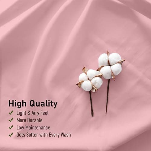 RUVANTI 100% Cotton Sheets – Split King Size Percale Bedding, Cooling & Breathable, Durable with a Crisp, Soft & Comfortable Feel, 16" Deep Pocket, 5-Piece Set, Bridal Rose view 5