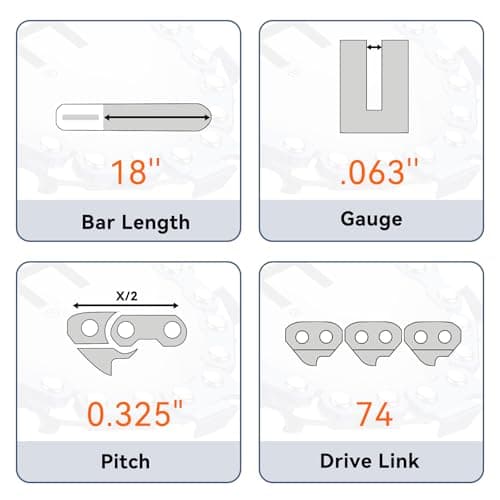 18 Inch Chainsaw Chain L74, .063" Gauge, .325" Pitch, 74 Drive Links Fits for Stihl MS271 and More 26rm374 (3 Chains） view 3