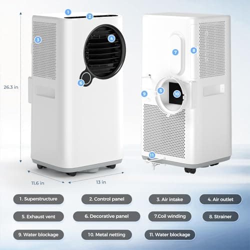 KINDOJIA 16000 BTU Portable Air Conditioner 6-in-1 with Cooling Dehumidifier Fan, Ultra Quiet, 24H Timer, Auto Shut Off, Child Lock, Oscillation, Remote Control for Home Bedroom Office view 2